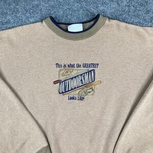 MC Sport Sweatshirt Mens XXL Beige Outdoorsman Graphic Crewneck